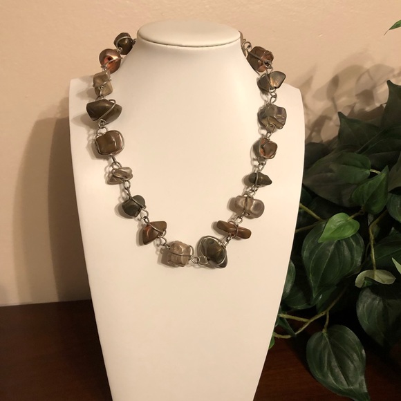 ABRA silver tone wire wrapped nugget necklace - Picture 5 of 6